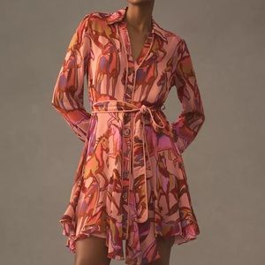 FARM Rio Wild Horses Long Sleeve Shirtdress in Wild Horses Rose
